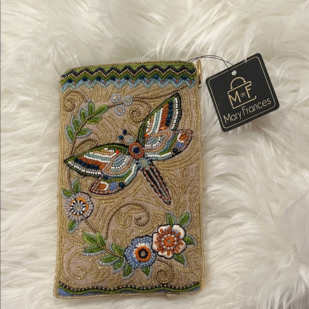 Mary Frances Soaring Spirit Dragonfly Multicolor Beaded Crossbody Small bag BNWT
